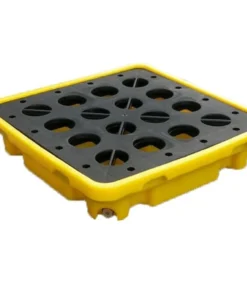 Pallet nhựa chống tràn dầu 1 phuy 680x680x150 mm màu vàng